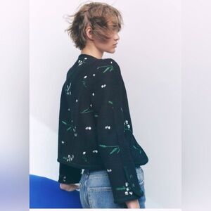 Floral Embroidered Black Short Jacket - NWT